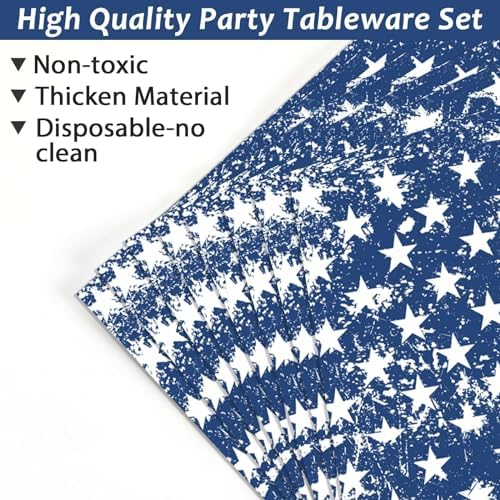 50 Guests 4th of July American Flag Patriotic Party Decorations Plates Napkins 250th Anniversary Themed Tableware Set Veterans Day Party Supplies Independence Paper Plates Napkins 200PCS - Image 4