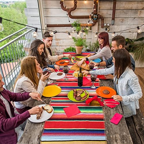 Tegeme 12 Pcs Mexican Table Runners 14 x 84 Inch Cotton,Fresh Style - Image 6