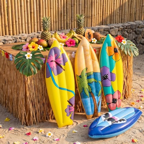 JellyArch 4 Pcs Hawaiian Inflatable Surf Board 36 in Luau Pool Party Decor - Image 2