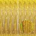 GOER 3.2 ft x 8.2 ft Metallic Tinsel Foil Fringe Curtains Party Photo Backdrop Party Streamers for Birthday,Graduation,New Year Eve Decorations Wedding Decor (2 Packs,Laser Gold) by GOER