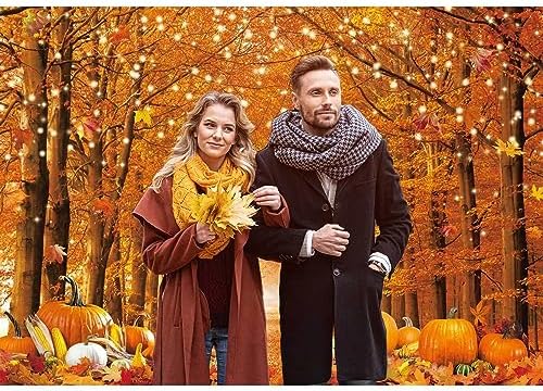 10x8FT Fall Photo Backdrop Maple Leaf Pumpkin for Photography Background Autumn Outdoor Party Decorations Fall Autumn Thanksgiving Day Photo Banner - Image 6