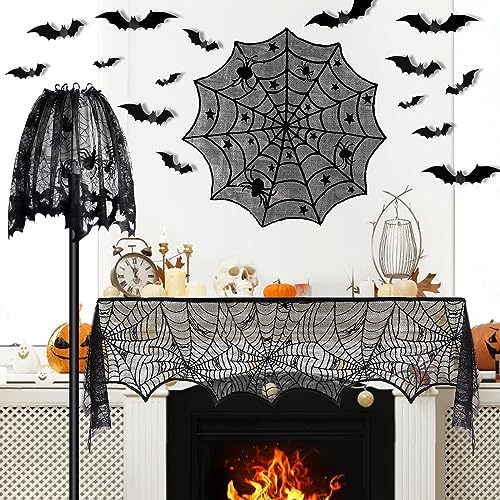 5Pack Halloween Spiderweb Tablecloth Runner Fireplace Scarf Lampshade Bats - Image 2
