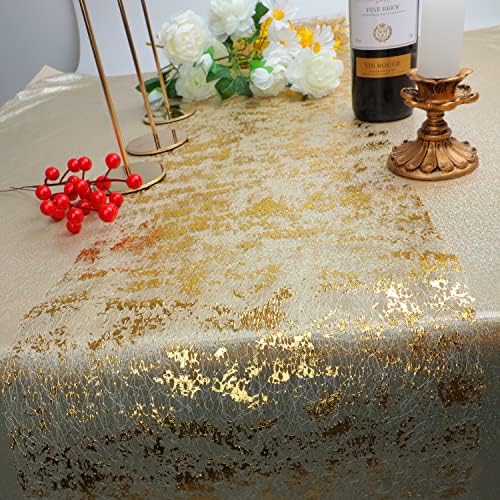 Snowkingdom Gold Table Runner, Sequin Glitter Metallic Foil Thin Mesh Sparkly Runner Roll 100 Feet, Gold Birthday Party Decorations, for Event Wedding Showers Christmas Thanksgiving Festive - Image 4