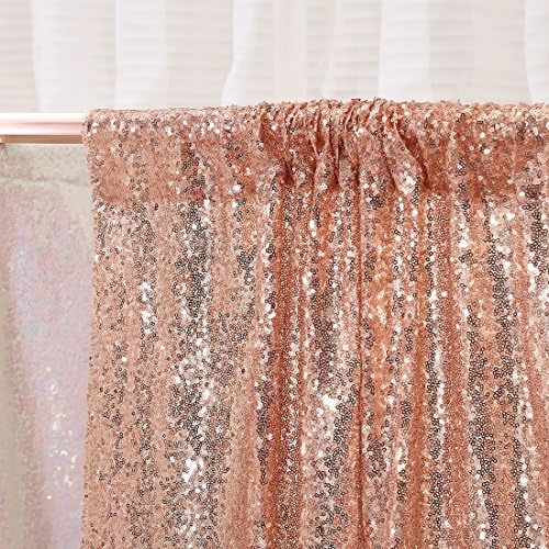 Poise3EHome 7FT x 7FT Rose Gold Sequin Photography Backdrop Curtain for Party Decoration, Rose Gold - Image 5