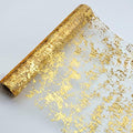 Snowkingdom Gold Table Runner, Sequin Glitter Metallic Foil Thin Mesh Sparkly Runner Roll 100 Feet, Gold Birthday Party Decorations, for Event Wedding Showers Christmas Thanksgiving Festive by Snowkingdom