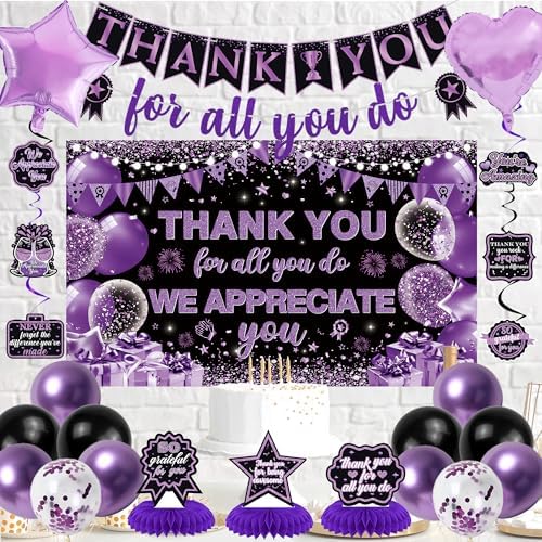Vlipoeasn Purple We Appreciate You Banner Decorations - Image 5