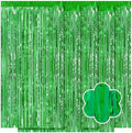 5 Pack Green Foil Curtain Backdrop 3.2ft x 9.8ft Metallic Tinsel Foil Fringe Curtains Streamer Photo Booth Backdrop for Birthday Party Engagement Bachelorette Party Decorations (Green) by Ohiyoo