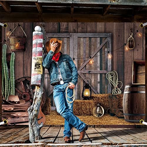 Moukeren 6.6 x 9.2 ft Western Party Backdrop Wild West Cowboy Decoration - Image 2