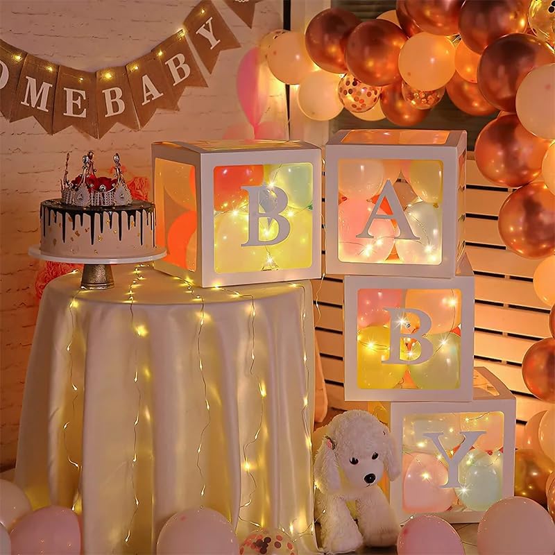 Ledido Transparent Balloon Boxes with 60 Letters Numbers Fairy Lights 4PCS - Image 5