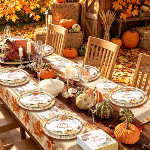 180Pcs Little Pumpkin Baby Shower Plates and Napkins Set,Serves 60 - Image 7