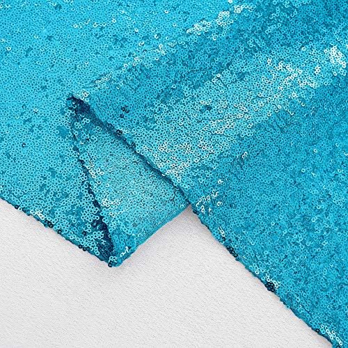 Pufogu 50" Round Turquoise Sequin Tablecloth Glitter Turquoise Blue Table Cloths for Birthday Wedding Bridal Baby Shower Party Decorations - Image 6