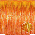 5 Pack Orange Foil Curtain Backdrop 3.2ft x 9.8ft Metallic Tinsel Foil Fringe Curtains Streamer Photo Booth Backdrop for Birthday Party Engagement Bachelorette Party Decorations (Sparkle Orange) by Ohiyoo