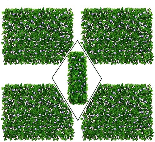 DOEWORKS Expandable Faux Ivy Trellis Fence, Patio Privacy Screen, 4 Pack by DOEWORKS