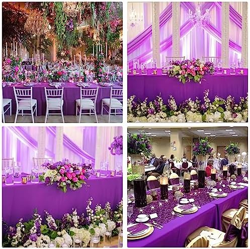 4 Pack Rectangle Tablecloth 90x132Inch Purple Rectangle Tables Washable Polyester Table Cover for Wedding Dining Table Buffet Parties Banquet Decoration（Purple） - Image 6