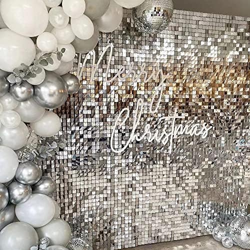 24 Sequin Panels for Shimmer Wall - New Interlocking Design | Sequin Wall, Party Backdrop, Events, and Advertising Signs (Silver) - Image 6
