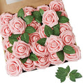AmyHomie Pink Rose 50pcs Real Looking Artificial Flowers w/Stem by AmyHomie