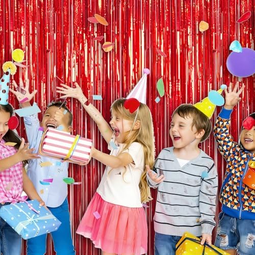 5 Pack 3.28ft x 6.56ft Glitter Red Tinsel Foil Fringe Curtains, Photo Booth Backdrop Party Decorations for Birthday Wedding Baby Shower Graduation Valentines Day New Years - Image 6