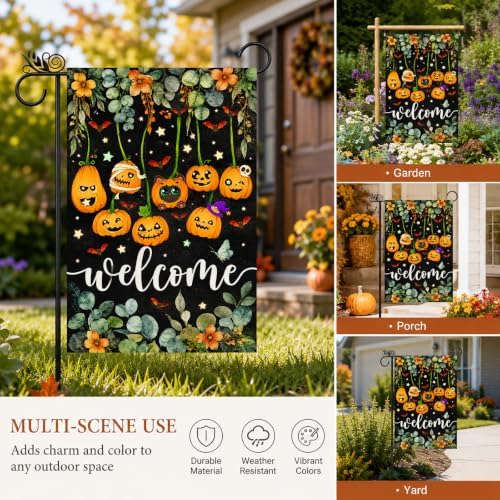 Halloween Garden Flag Welcome Pumpkin Black Cat Farmhouse Outdoor Decor - Image 7
