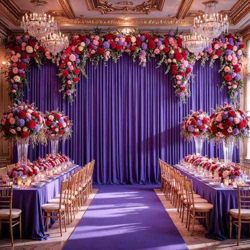 10x12ft Purple Backdrop Curtain Panels for Parties - Wrinkle Free Polyester Photo Curtain Backdrop Wedding Back Drop Fabric Drapes for Party Decorations Background for Photography - Image 3