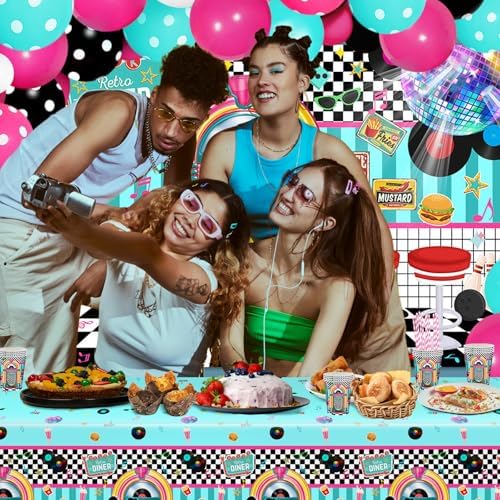 50s Party Decorations 280 PCS 1950s Retro Diner Decorations - Image 5