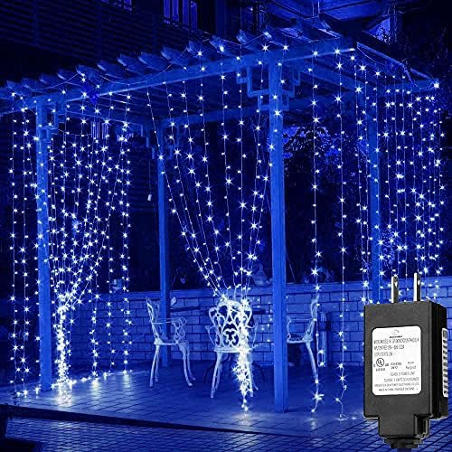 Solhice LED Curtain Lights Outdoor 30ft x10ft Blue, 720 LEDs 8 Modes Christmas Lights Plug in Window String Lights Indoor, Twinkle Lights for Patio Wedding Bedroom Party Decor (Not Connectable) by Solhice