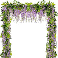 Wisteria Garland Artificial Flowers Wisteria Vine - 5Pcs Total 33ft Purple Fake Hanging Flower by DVGUN