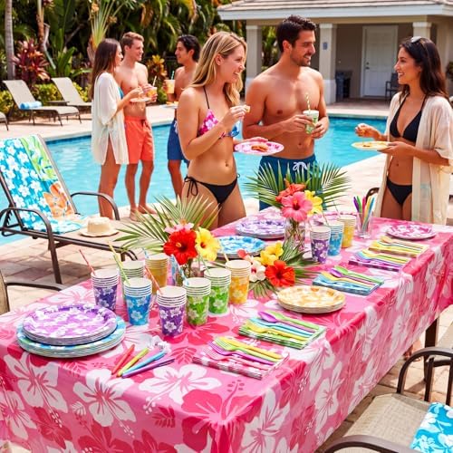 Vesici 452 Pcs Hawaiian Luau Party Decorations Tableware Set, Serves 50 - Image 4