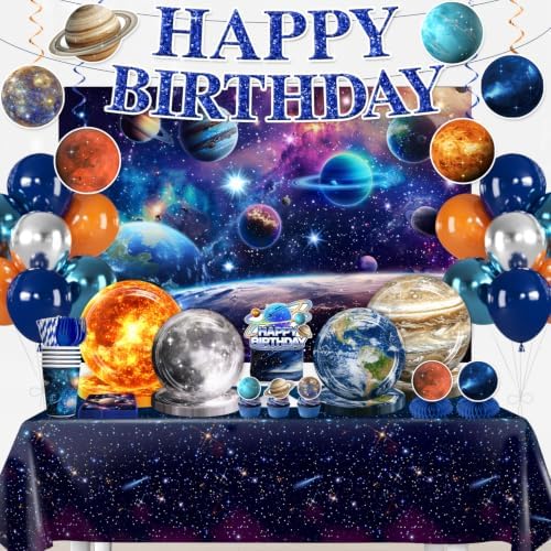 Xynic 210Pcs Space Birthday Decorations Tableware Set, Serves 24 by Unknown