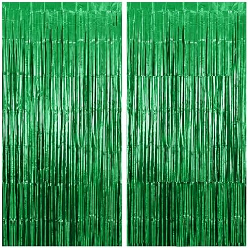 KatchOn Green Streamers Foil Fringe Curtains Pack - 2 Birthday Decorations by KatchOn