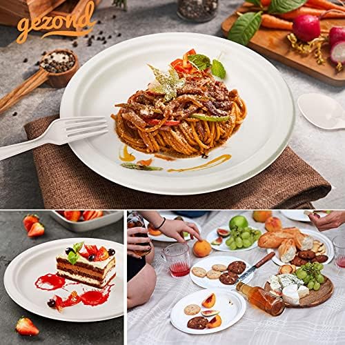 Gezond 250Pcs Disposable Paper Plates Compostable Plates and Utensils - Image 4