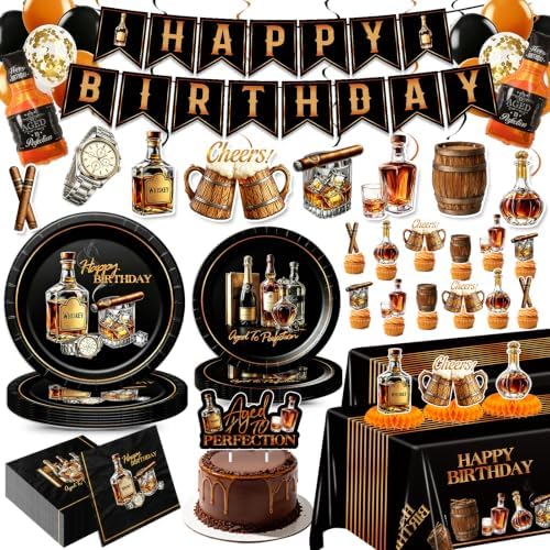 126Pcs Aged to Perfection men Birthday Paper Plates Napkins Party Supplies by Unknown