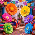 Giegxin 6 Pcs 39.3", 31.5", 24" Mexican Giant Paper Flowers Wall Decor by Giegxin