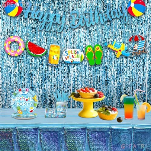 Wavy Blue Streamers Party Backdrop - 3.2ft X 6.5ft - 2 Packs - Image 2