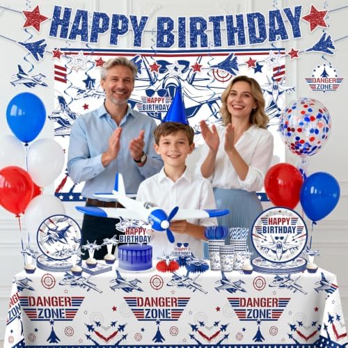 356Pcs Fighter Jet Birthday Party Decorations Tableware Set,50 Serves - Image 7