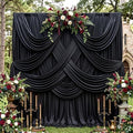 20ftx10ft Wrinkle Free Black Backdrop Curtain for Parties, 4 Panels 5x10ft Silky Polyester Photo Backdrop Drapes Back Drop Cloth Drapery for Wedding Birthday Photography Background Decor by CO-AVE
