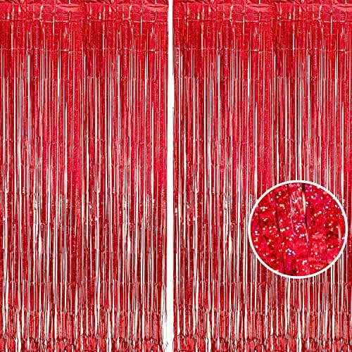 BRAVESHINE Red Streamers Party Backdrop | Foil Curtain | Halloween Decor by BRAVESHINE