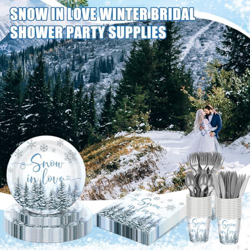 168 Snow in Love Bridal Shower Decor Snowflake Tableware Set - Image 6