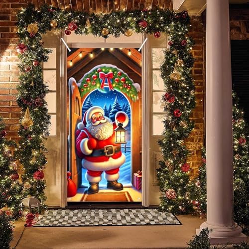 BlissYard Christmas Door Cover Cozy Cabin 35x71 Inch Polyester - Image 5