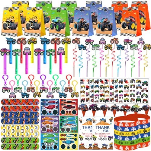 PLOUGVI 232 PCS Party Favors for Truck Birthday Decorations Supplies Truck Party Stuff for Party Goodie Bag Stuffer Pinata Filler Gifts by Unknown