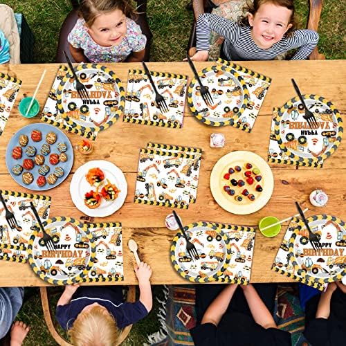 100 Pcs Construction Birthday Party Plates and Napkins Set Dump Truck Birthday Party Decorations Supplies Construction Tableware Construction Themed Party Favors for Boys Birthday Serves 25 - Image 6