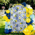 VitalCozy Blue Tiles Lemon 7.2ft Amalfi Coast Arch Cover for Parties by VitalCozy