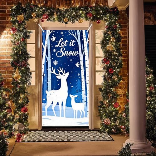 BlissYard Door Cover Christmas Deer Snowflakes 35x71 Inch Polyester - Image 5