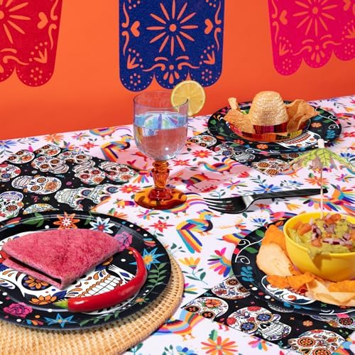 96 Pieces Day of the Dead Tableware Set - Mexican Sugar Skull Pattern Disposable Plates, Napkins, and Forks for Dia de los Muertos, Halloween, Fiesta, and Cultural Celebrations – Serves 24 - Image 5