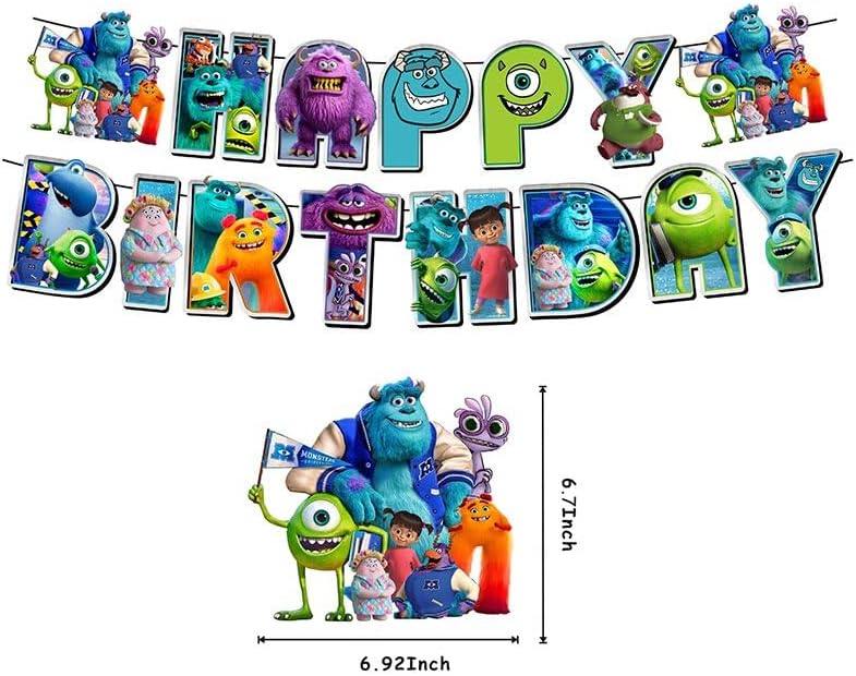 Cartoon For Monster Party Supplies,Birthday Decorations Set Include Banner, Balloons, Hanging Swirls, Cake Cupcake Toppers for Boys Girls Party. - Image 3