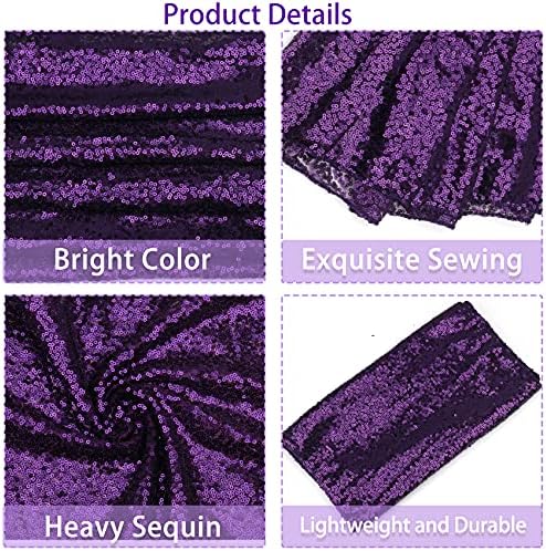 12 Packs 12 X 108 Inch Purple Sequin Table Runner Glitter Dining Table Runner for Birthday Wedding Engagement Bridal Baby Shower Bachelorette Holiday Celebration Party Supplies Decorations (Purple) - Image 4