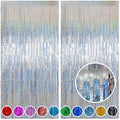 Melsan Silver Foil Curtain Backdrop for Birthday Decorations, 2 Pack by Melsan