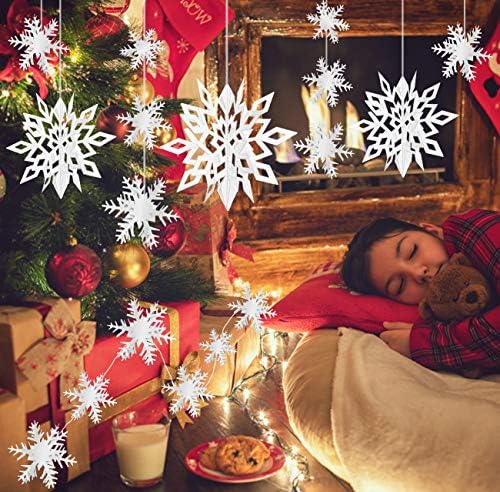 24PCS Hanging Snowflake Decorations Winter Wonderland Party Supplies - Image 2