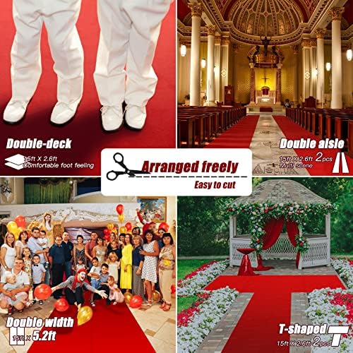 EZLucky Red Carpet Runner for Party, 2.6X30 ft, 130 GSM Felt Non-Woven Fabric, Hollywood Red Carpet for Event, Aisle Runner for Wedding Ceremony, Movie Theme Party Deco, Red Runway Rug for Prom - Image 5
