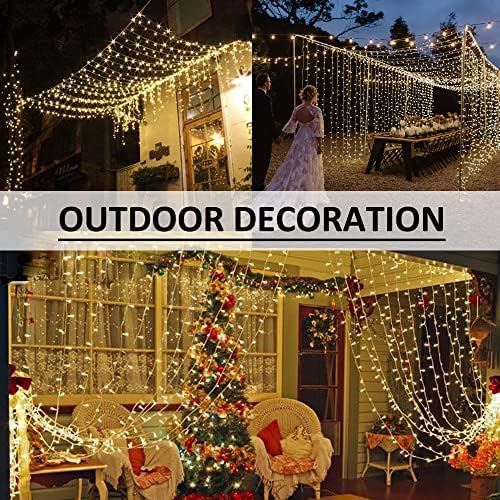 Solhice LED Curtain Lights Outdoor 30ft x10ft, 720 LED Plug in Hanging String Lights Indoor, Twinkle Light Backdrop for Outside Wedding Bedroom Décor, Warm White (Not Connectable) - Image 5