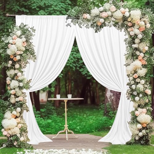MEETSKY White Backdrop Curtains,Photo Birthday Backdrop,5ft x 7ft,2 Panels by MEETSKY